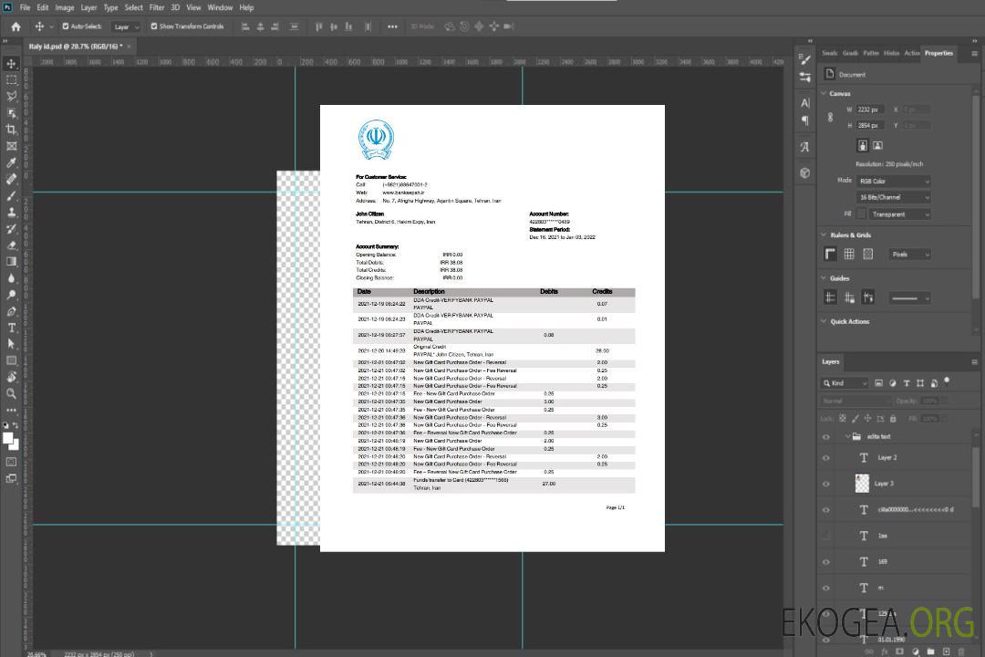 Déclaration de la banque iranienne Sepah template